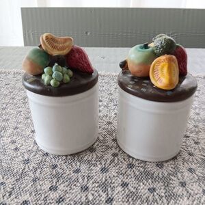 Vintage 2pc  3D Fruit Kitchen Canisters